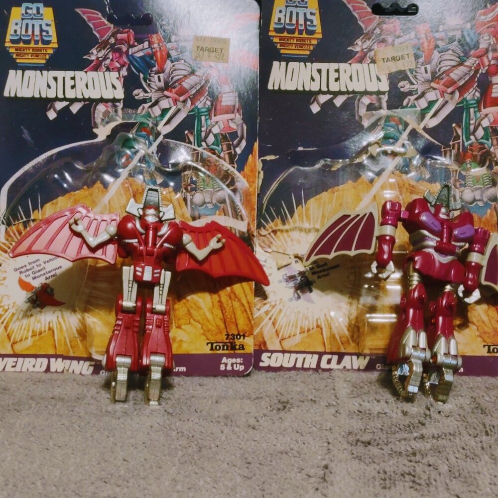 Vintage 1985 Tonka Go Bots /Bandai "MONSTEROUS" SET of 4 with Cards